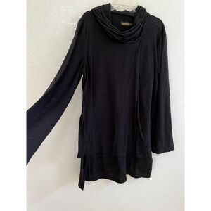 Reborn Black Longline Relaxed Lagenlook Cowl Neck Sweater Reborn Size L Large‎